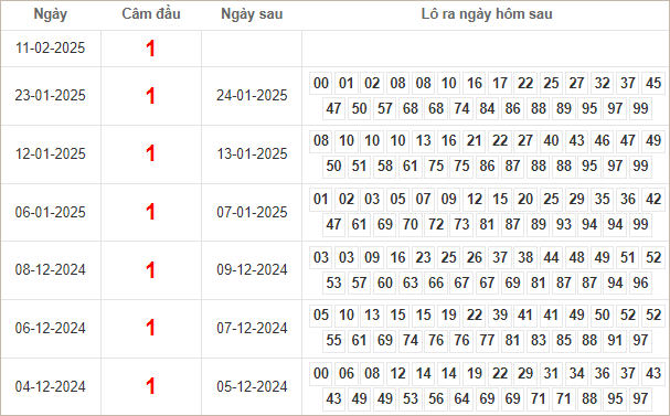 Bảng kết quả câm đầu 1 hôm sau ra lô gì?