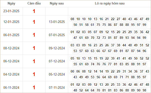 Bảng kết quả câm đầu 1 hôm sau ra lô gì?