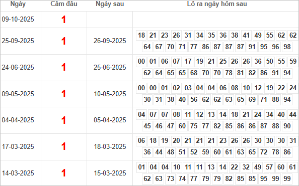 Bảng kết quả câm đầu 1 hôm sau ra lô gì?