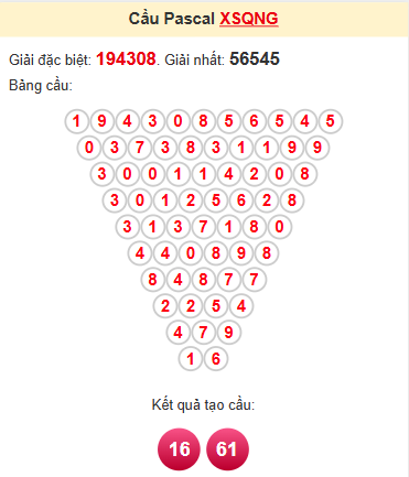 Cầu pascale XSQNG 1/2/2025