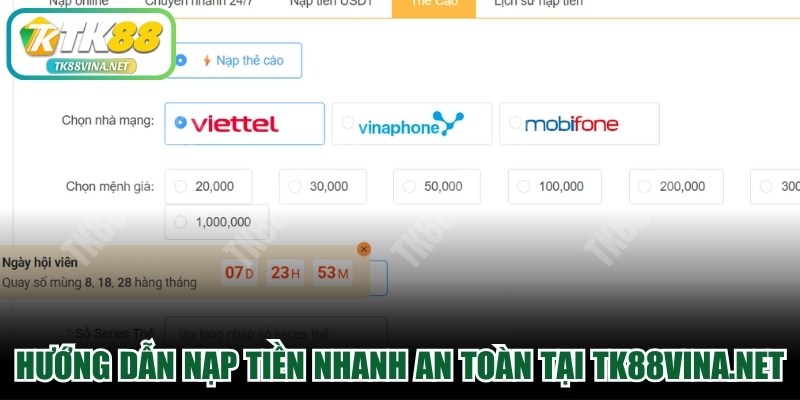 Hướng dẫn nạp tiền nhanh an toàn tại tk88vina.net Hướng dẫn nạp tiền nhanh an toàn tại tk88vina.net